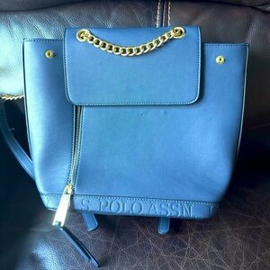U.S. Polo Assn. Blue Backpack with Gold Accents